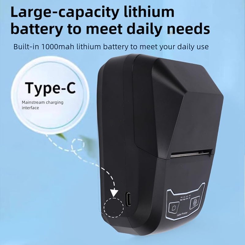 Mavis Laven Portable Thermal Label Printer Rechargeable Battery Multiple Label Styles For Business Home Office Black - Image 5